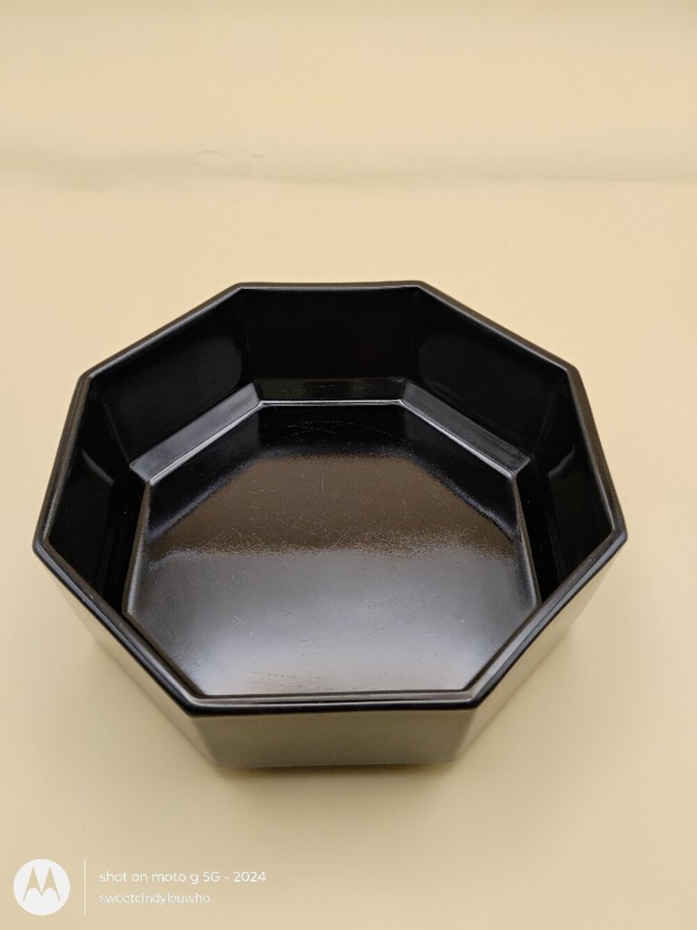 vintage Arcoroc black glass octagon cereal bowl glossy finish replacement 1980s